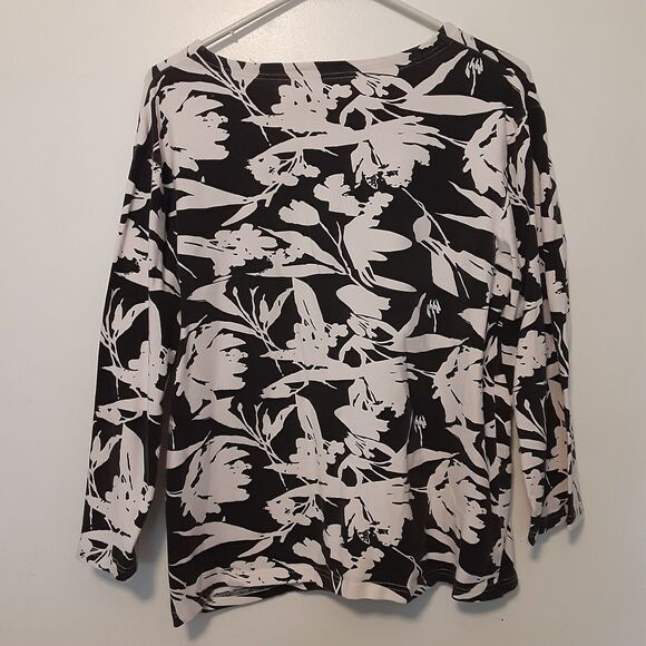 Allyson Whitmore Womens XL Top Long Sleeve Snap Up Studded Black White - Picture 4 of 6